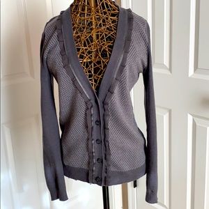 Merona grey cardigan ruffled sweater